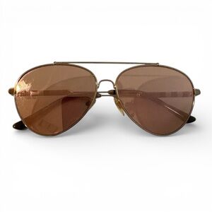 Burberry Aviator Sunglasses Gold tone frame brown radiant lenses